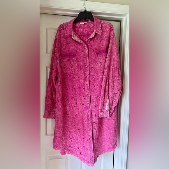 Oli & Hali Jackets & Coats Nwot Oli Hali Washed Eyelet Longline